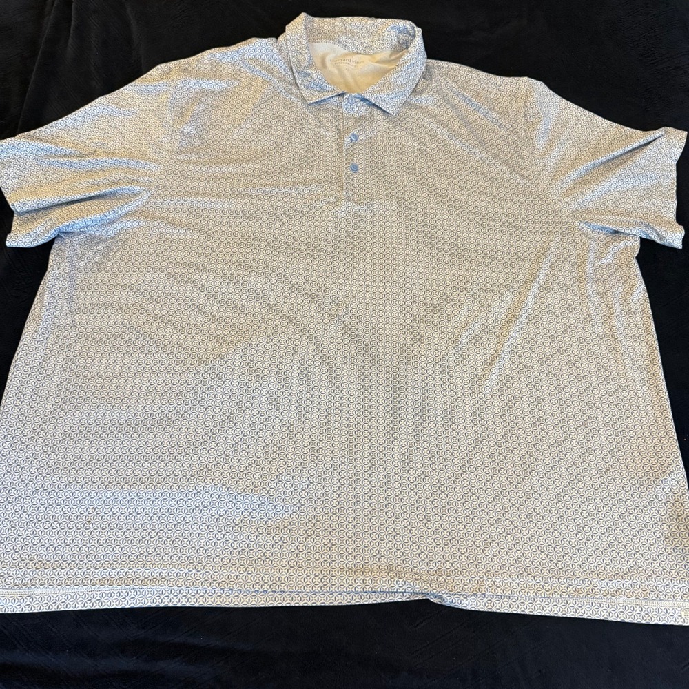 Vineyard Vines Performance Polo Shirt Mens 5XB Blue White Geometric Floral Print